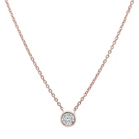 14 kt Rose Gold Diamond Solitaire Pendant Necklace-M H W ACCESSORIES