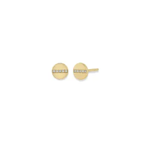 14k Midi Bitty Pavé Diamond Line Disc Stud