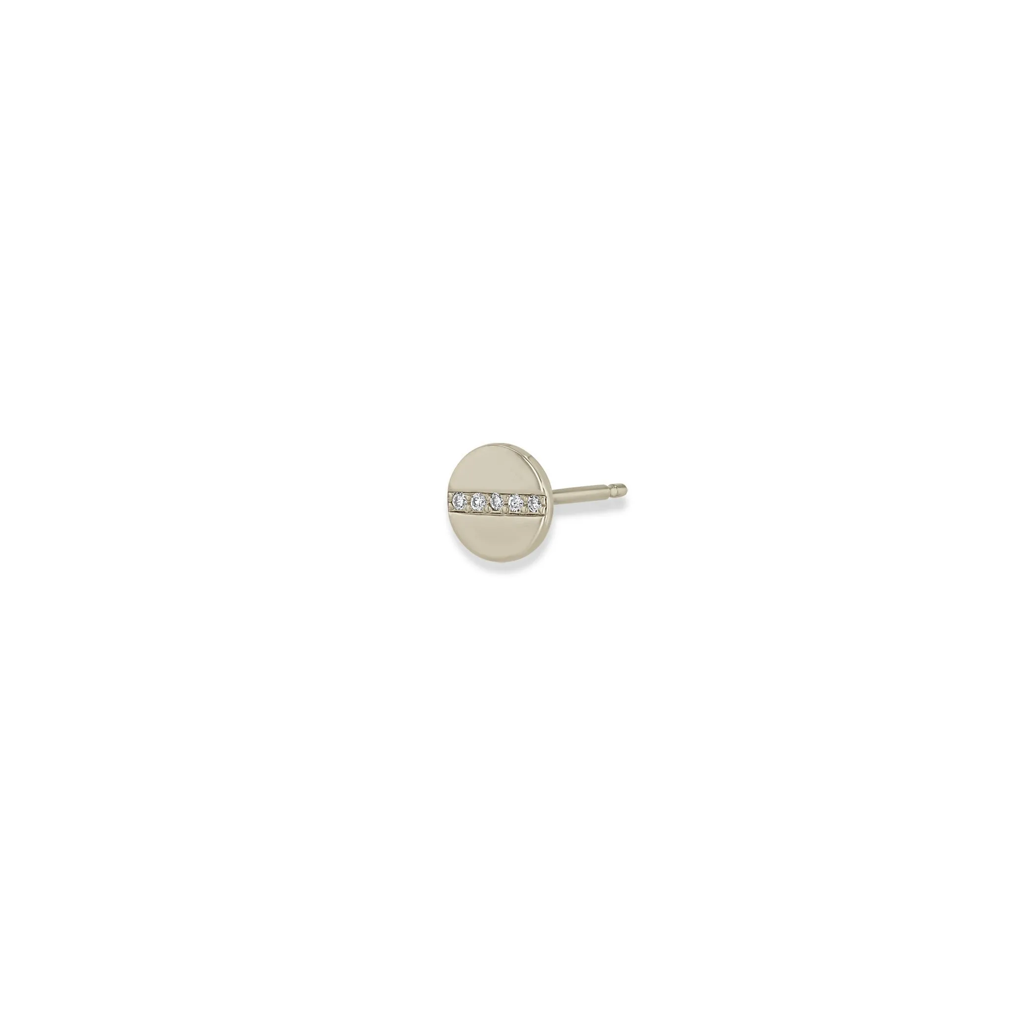 14k Midi Bitty Pavé Diamond Line Disc Stud