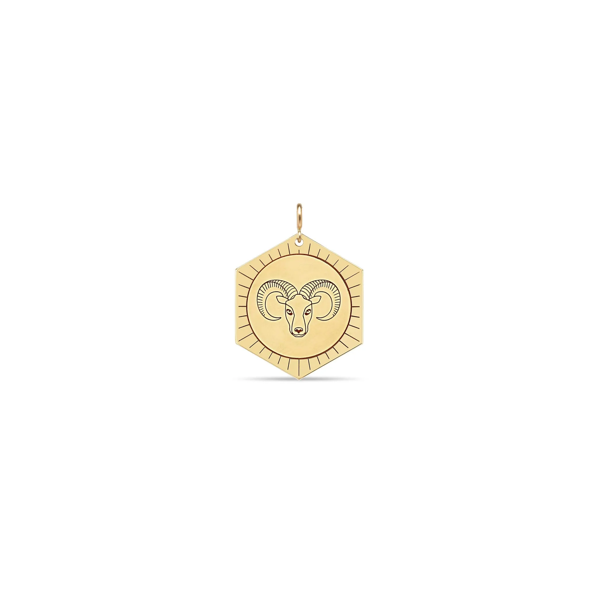 14k Single Animal Hexagon Medallion Charm Pendant