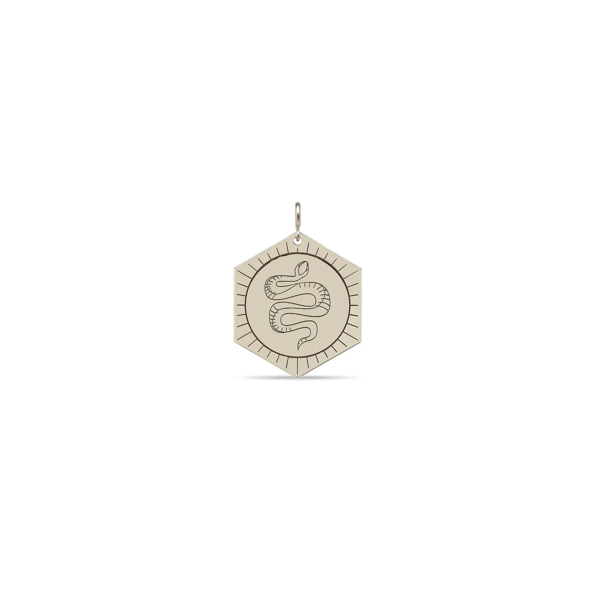 14k Single Animal Hexagon Medallion Charm Pendant