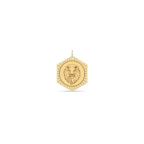 14k Single Animal Hexagon Medallion Charm Pendant