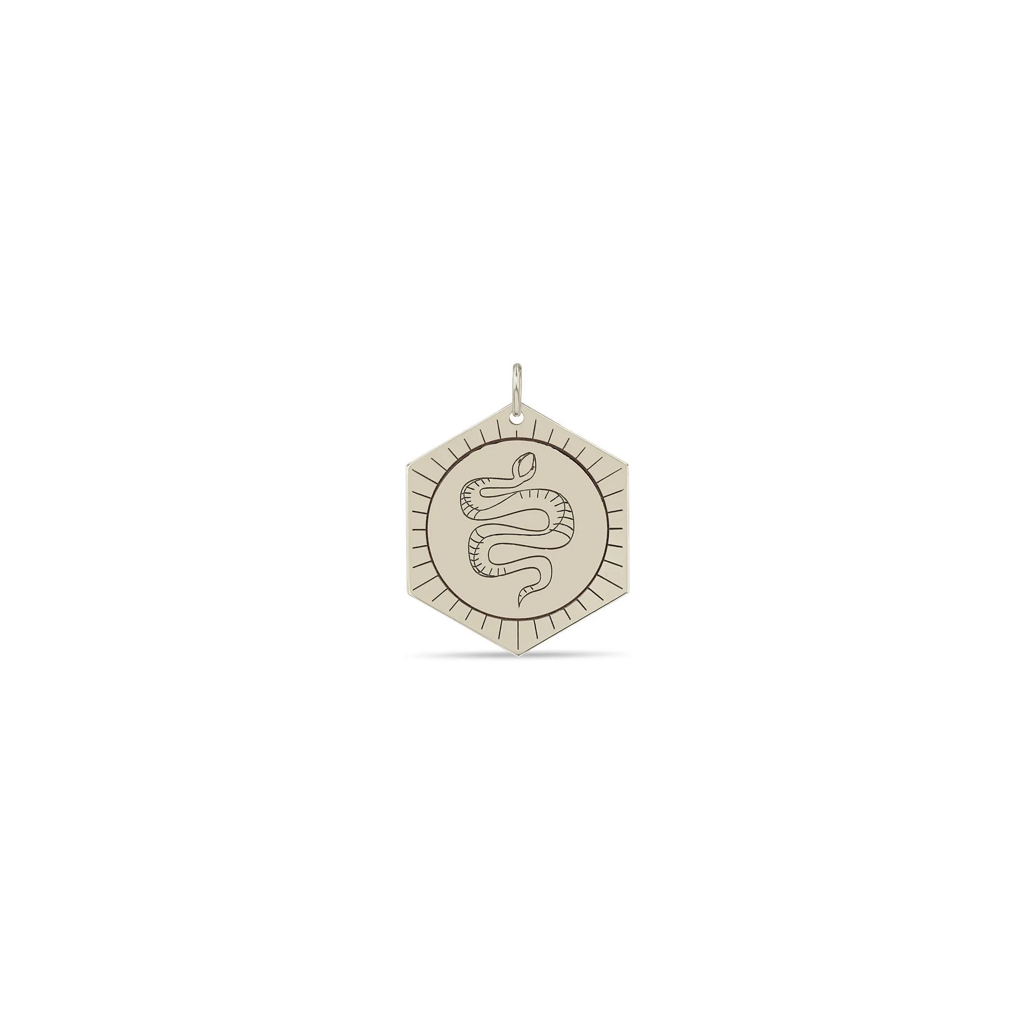 14k Single Animal Hexagon Medallion Charm Pendant