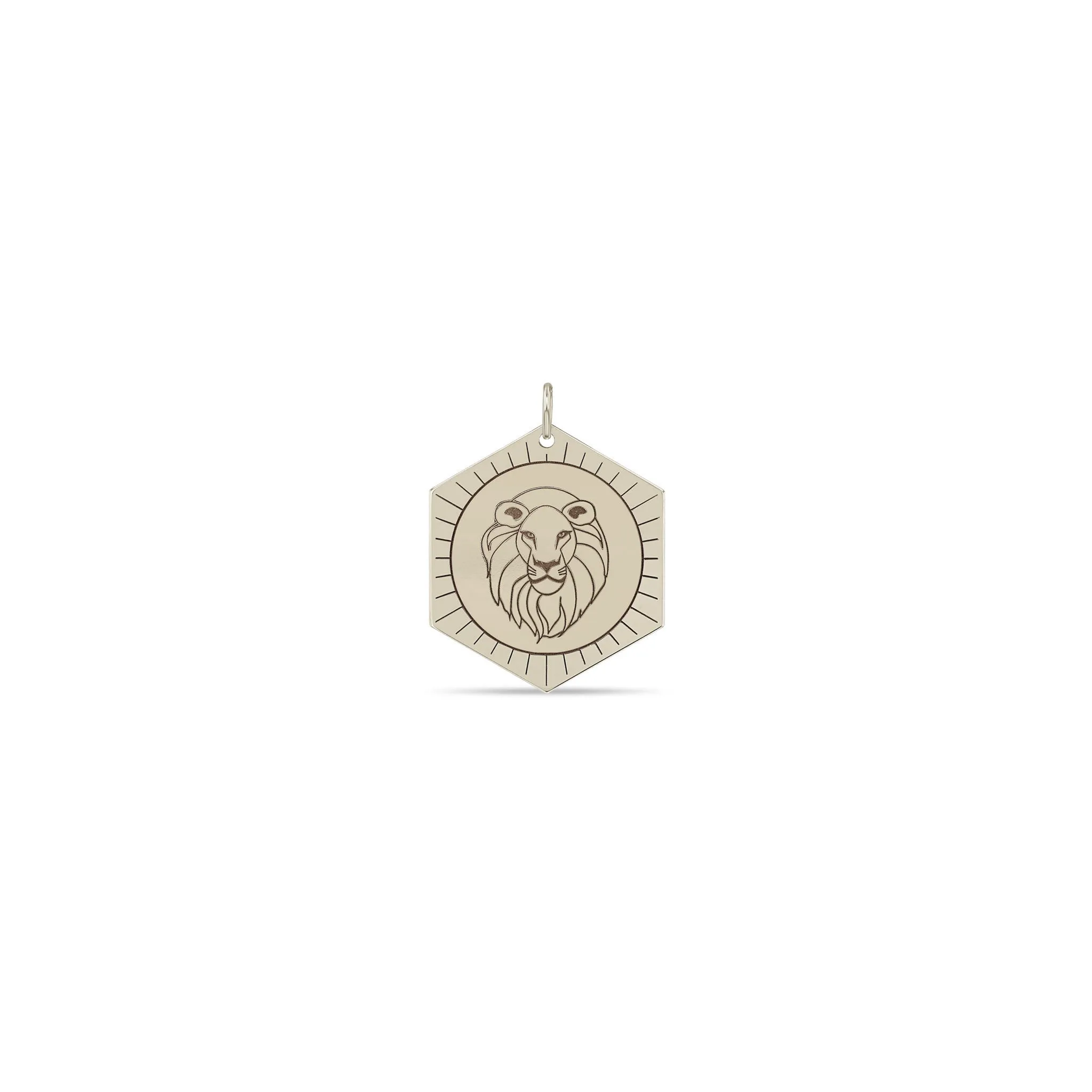 14k Single Animal Hexagon Medallion Charm Pendant