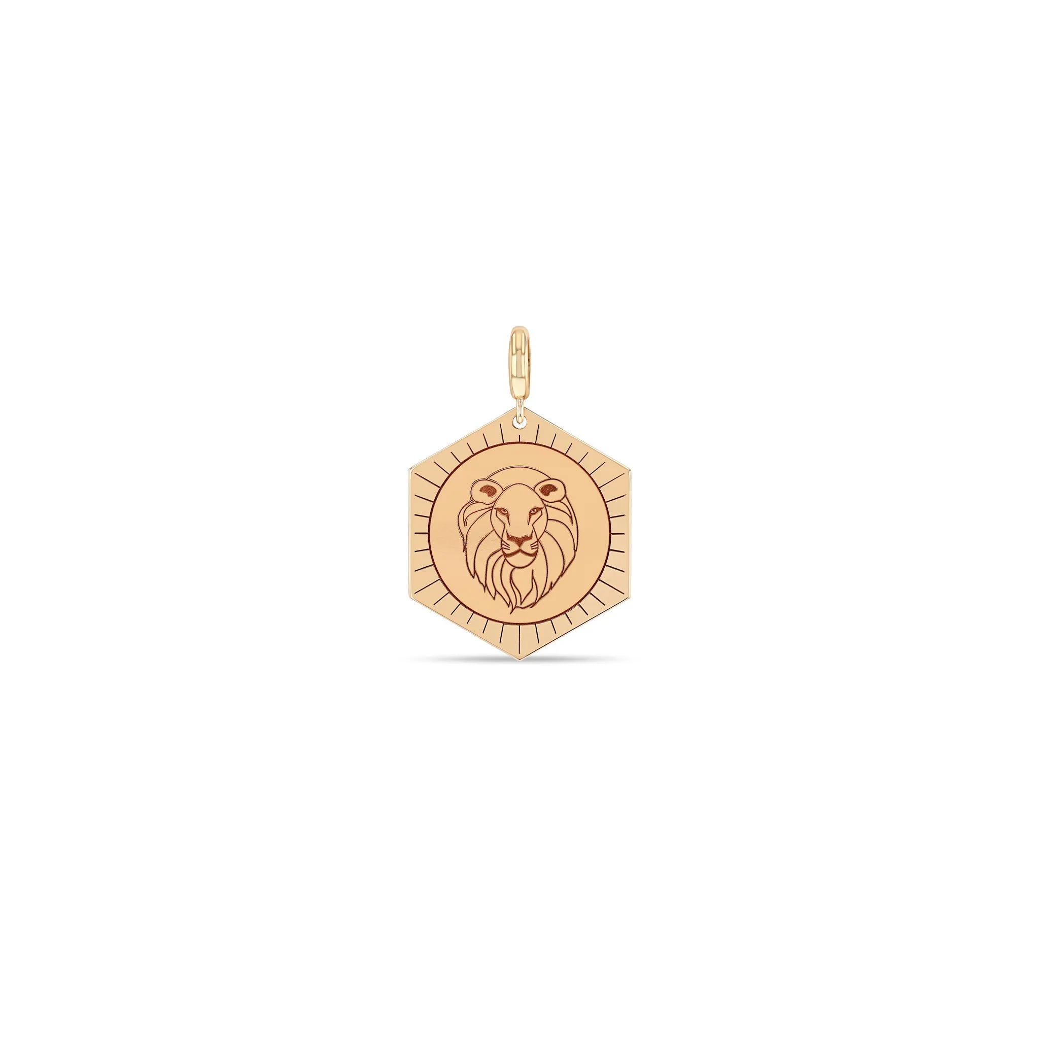 14k Single Animal Hexagon Medallion Charm Pendant