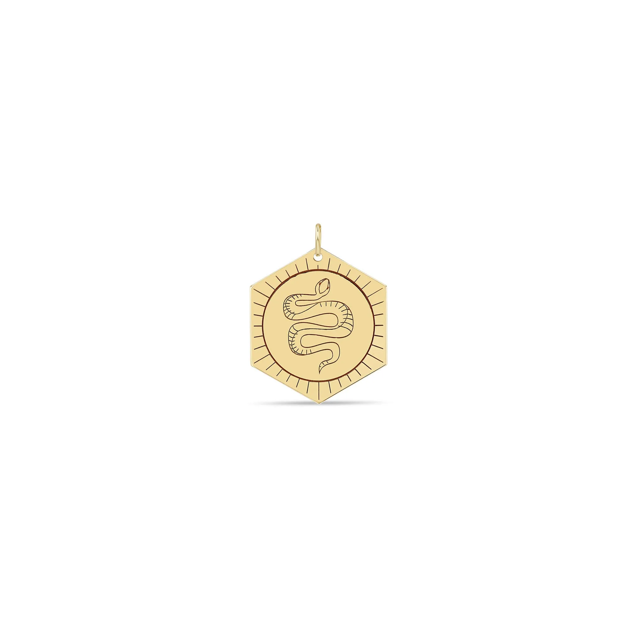 14k Single Animal Hexagon Medallion Charm Pendant