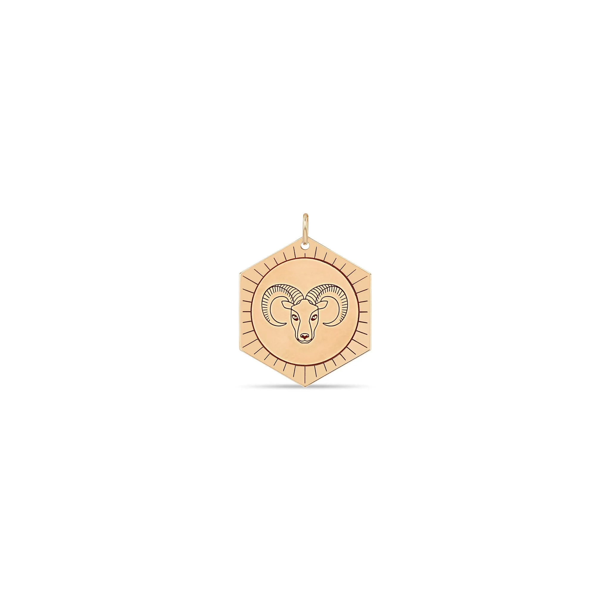 14k Single Animal Hexagon Medallion Charm Pendant