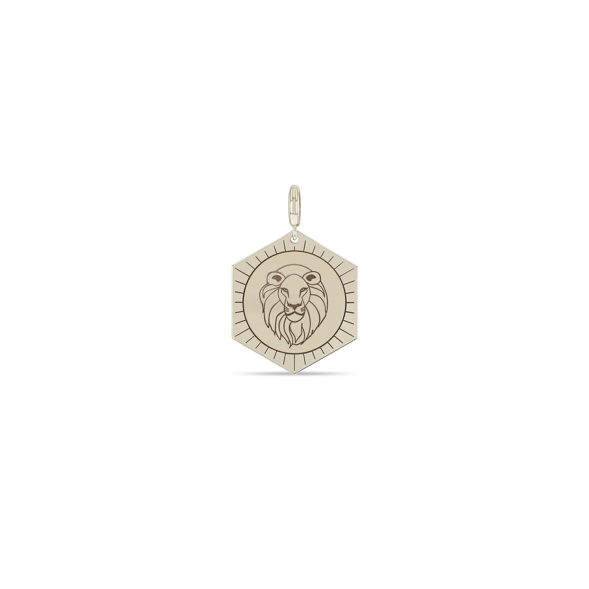 14k Single Animal Hexagon Medallion Charm Pendant