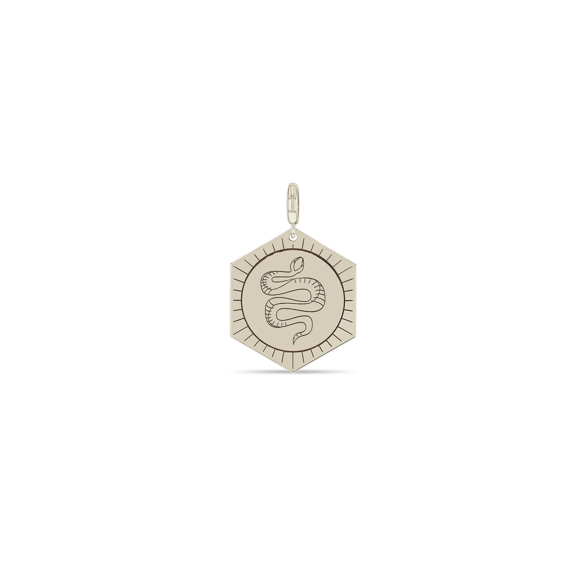 14k Single Animal Hexagon Medallion Charm Pendant