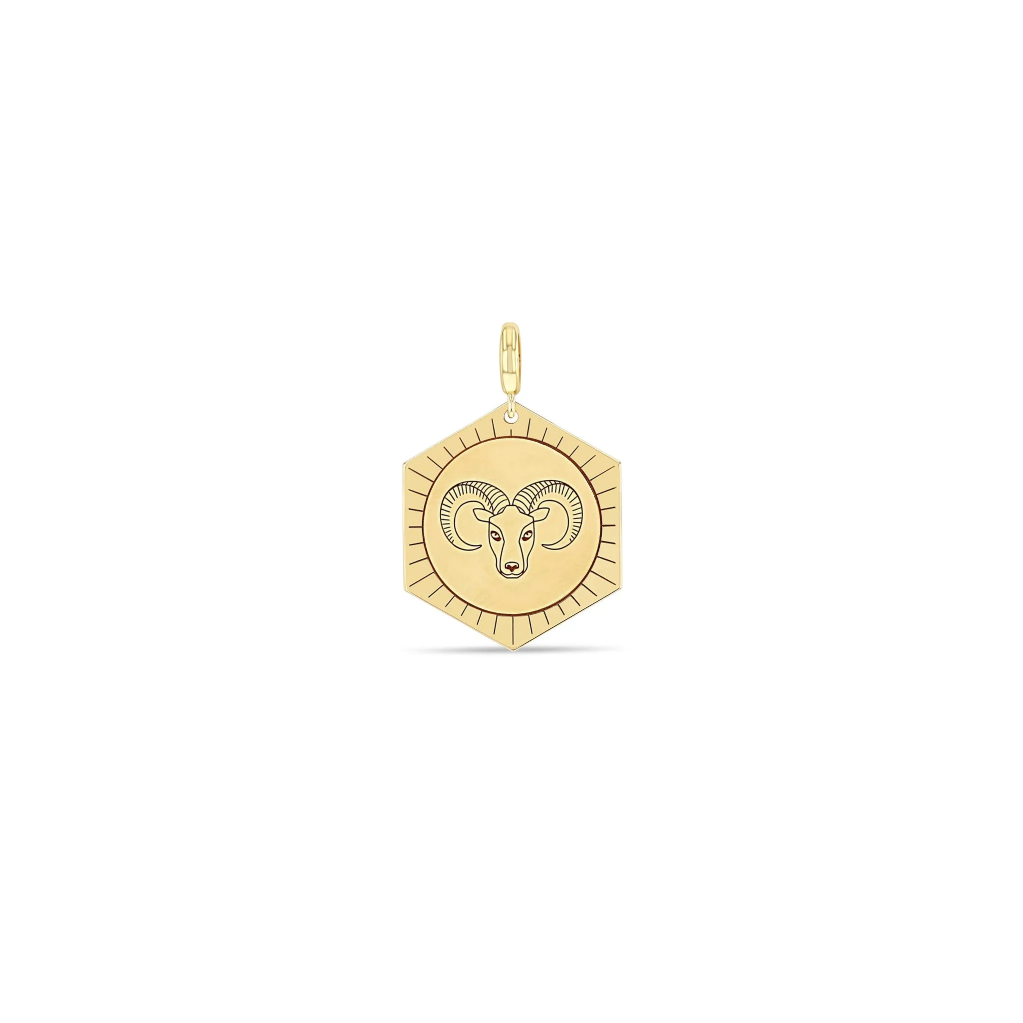 14k Single Animal Hexagon Medallion Charm Pendant