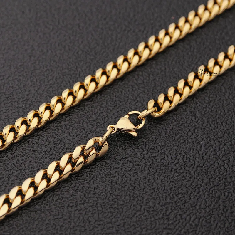 18K Gold Plated Stainless Steel Miami Cuban Curb Chain Necklace - 6mm Width