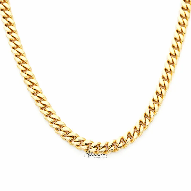 18K Gold Plated Stainless Steel Miami Cuban Curb Chain Necklace - 6mm Width