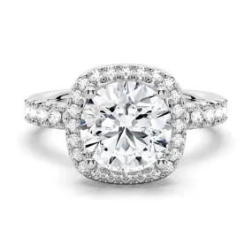 3 CT. Brilliant Halo Round Moissanite Engagement Ring