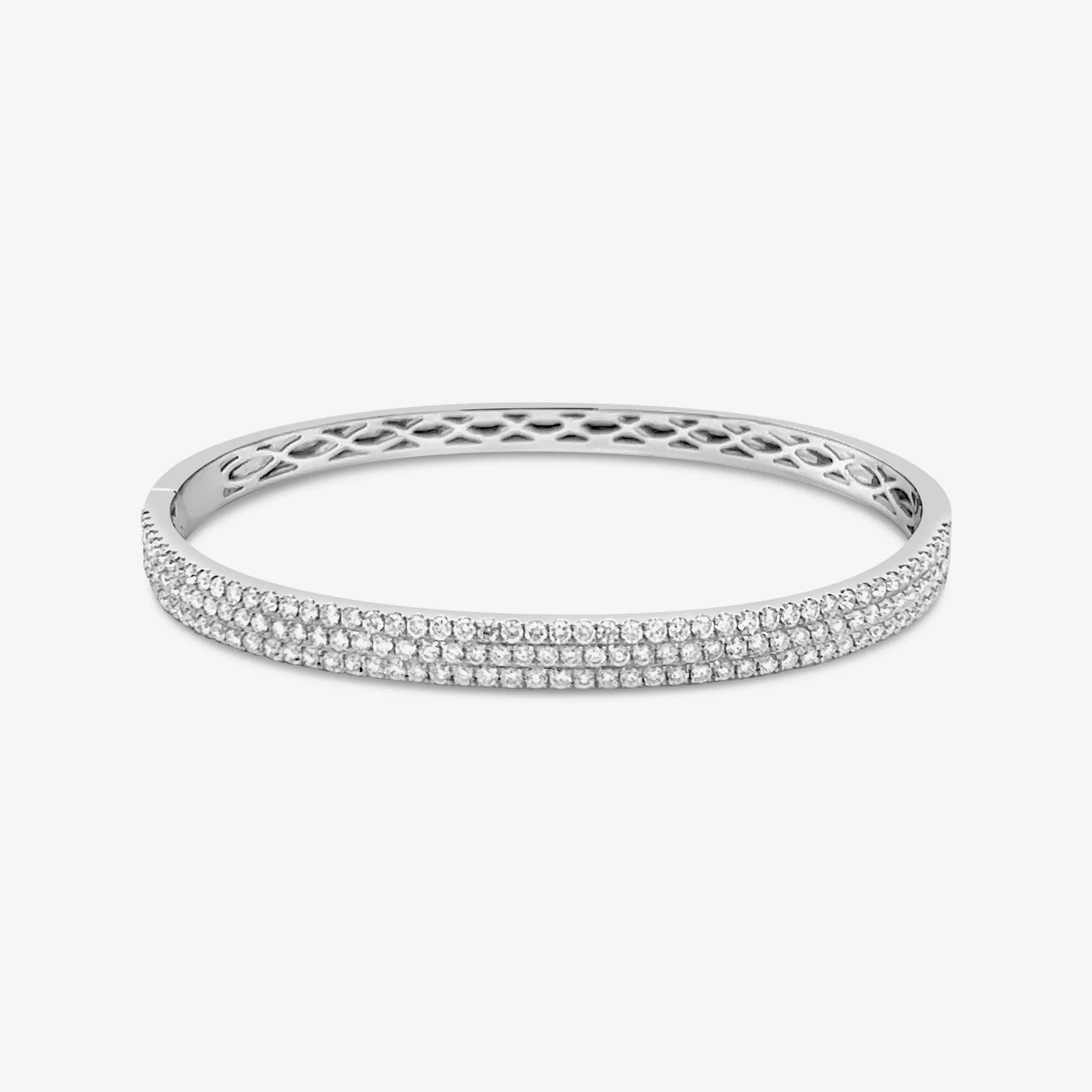 3 Row Pave Bangle Bracelet