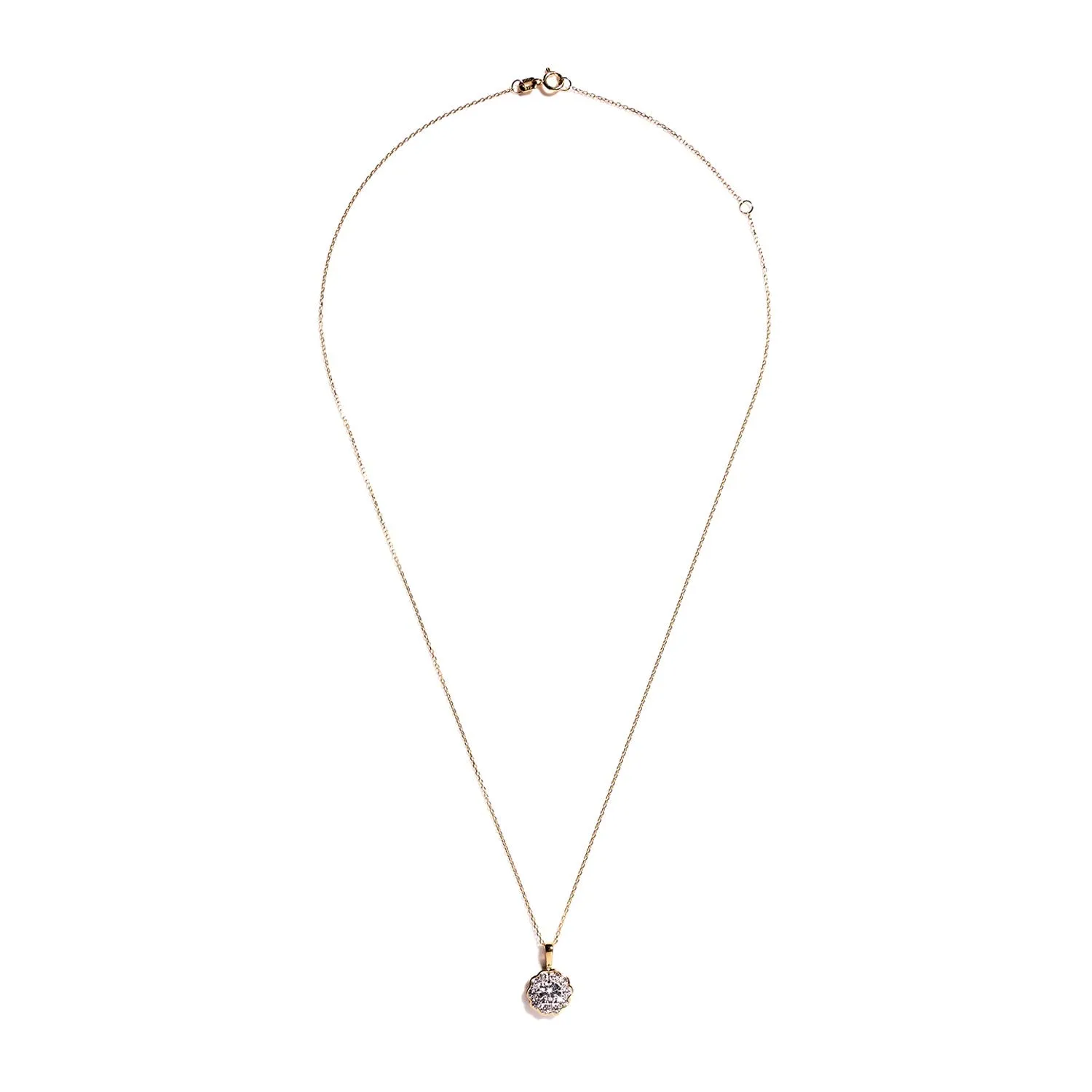 9 Carat Gold CZ Cluster Pendant Necklace, Gold