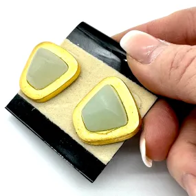 '90's Bold Ice Lucite & Matte Gold Stud Earrings - Kooky Deadstock Earrings