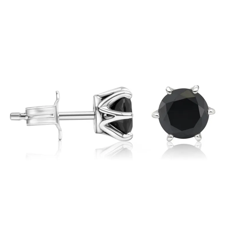 925 Silver Black CZ Studs - 5mm Dec Birthstone, Handmade Gift