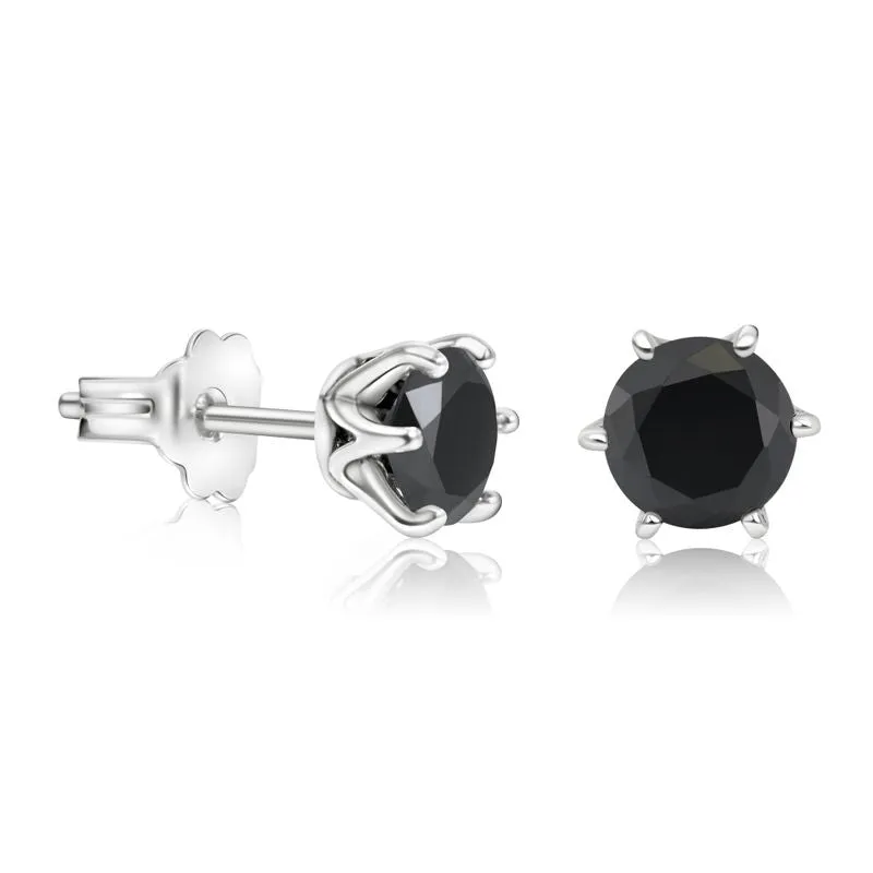 925 Silver Black CZ Studs - 5mm Dec Birthstone, Handmade Gift