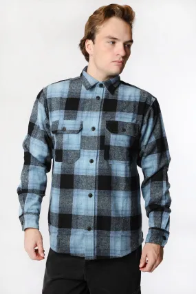 Amnesia Mens Flannel Plaid Button-Up