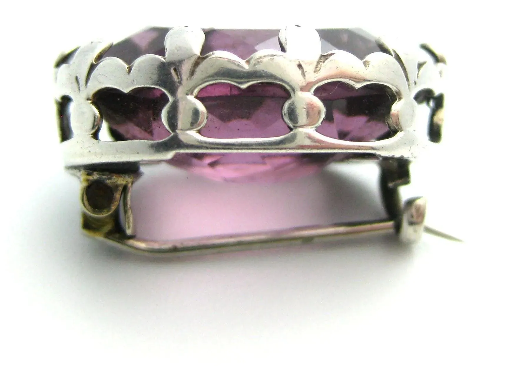 Antique Victorian Amethyst Silver Brooch