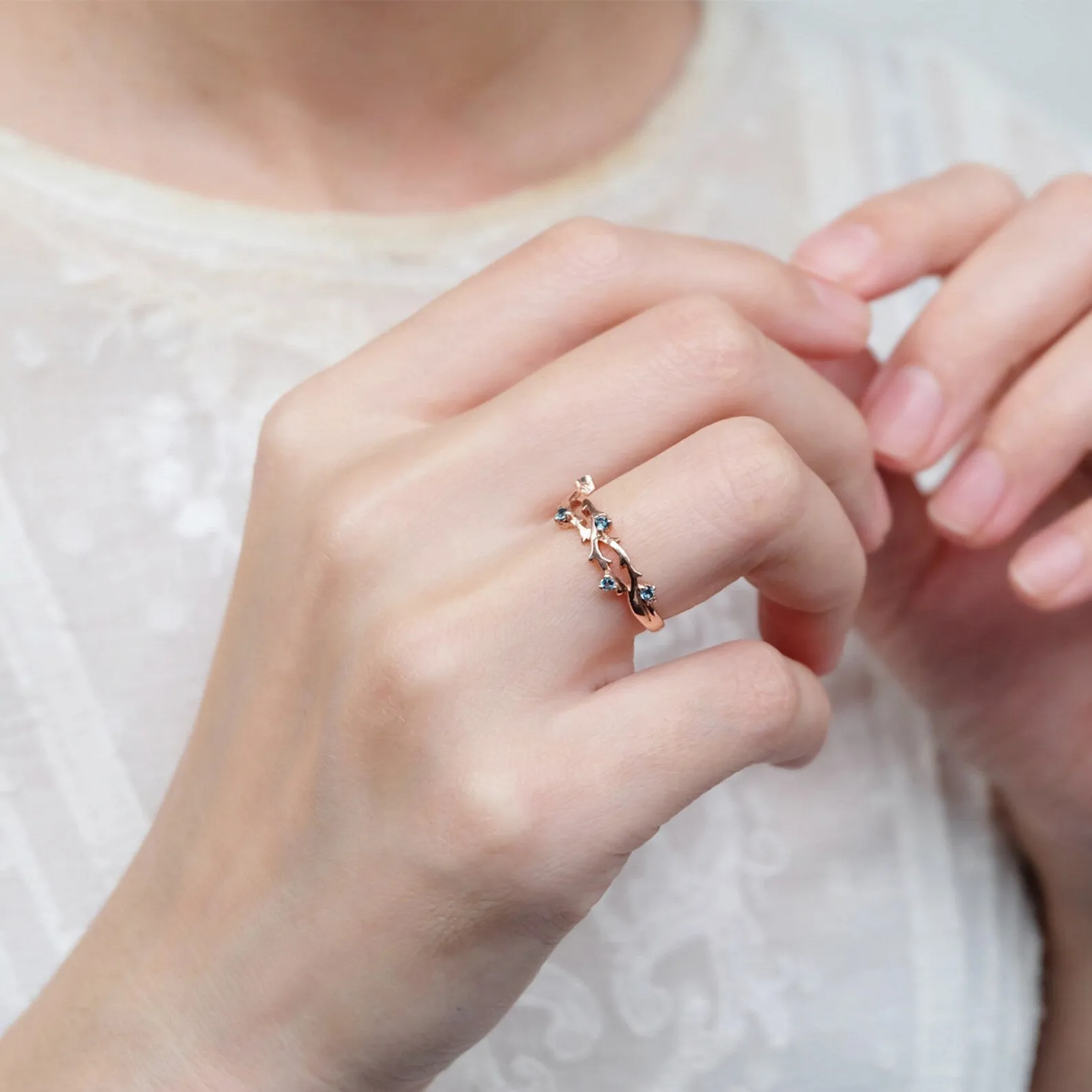 Aquamarine Branch Ring Helen