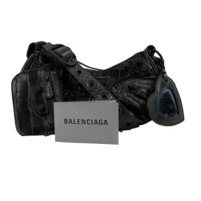 Balenciaga - Le Cagole XS Black Shoulder Bag Crocodile Embossed