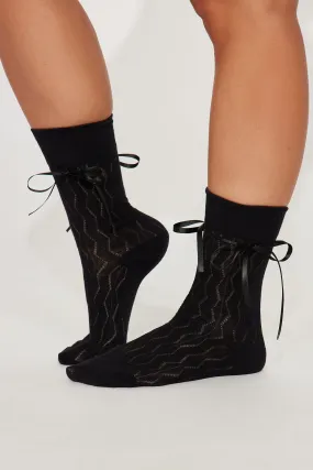 Ballet Lace Up Socks - Black