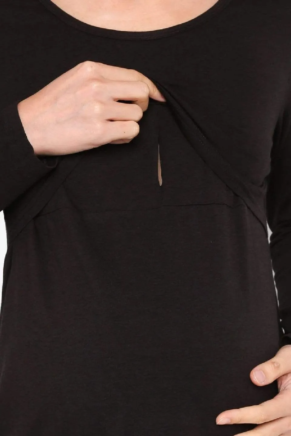 Belva Long Sleeved Round Neck Tee Black