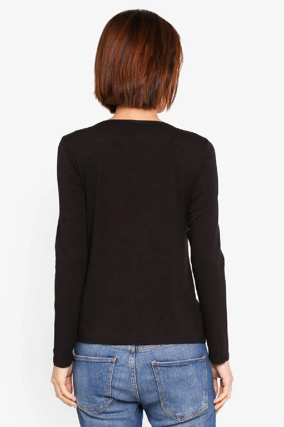 Belva Long Sleeved Round Neck Tee Black