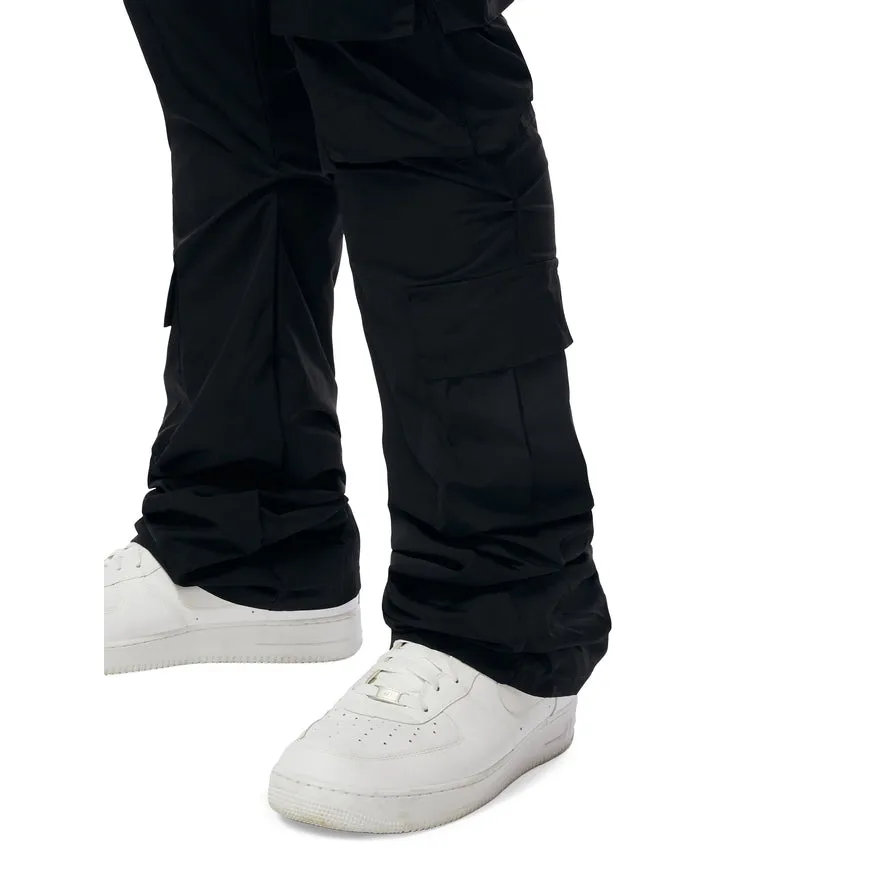 Big And Tall Stacked Windbreaker Utility Pants - Black