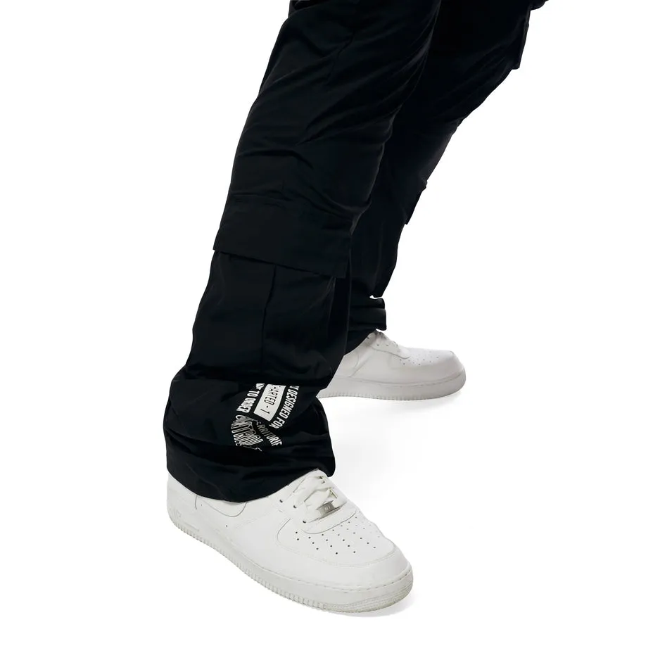 Big And Tall Stacked Windbreaker Utility Pants - Black