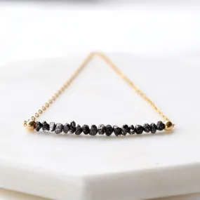 Black Diamond Nugget Necklace ~ Gold Filled