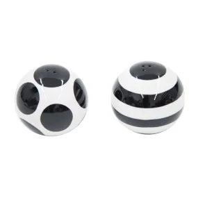 Black Dot and Stripes Salt & Pepper Shaker Set