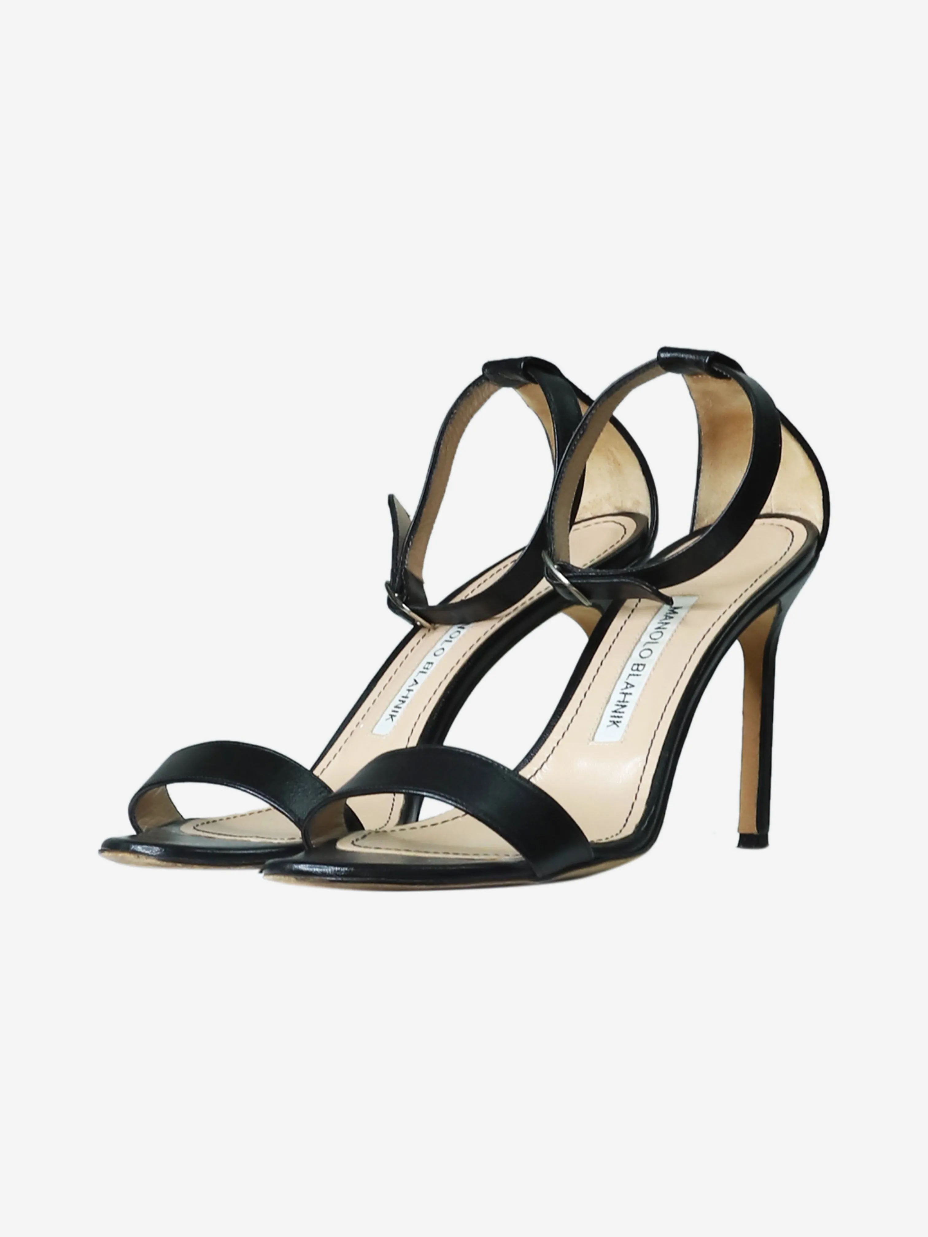 Black leather sandal heels - size EU 37.5