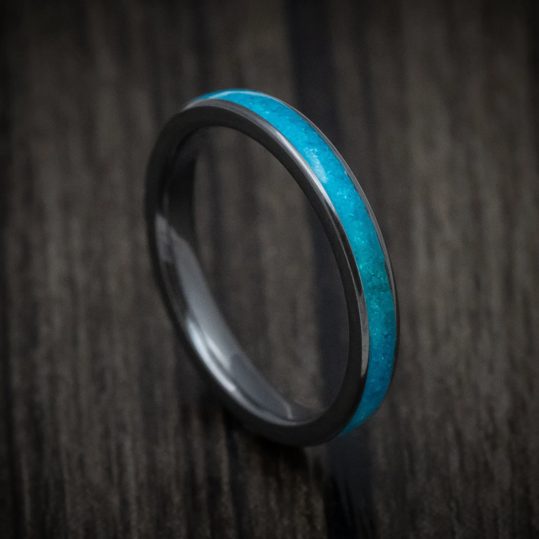 Black Titanium and Turquoise Men's Ring Custom Made