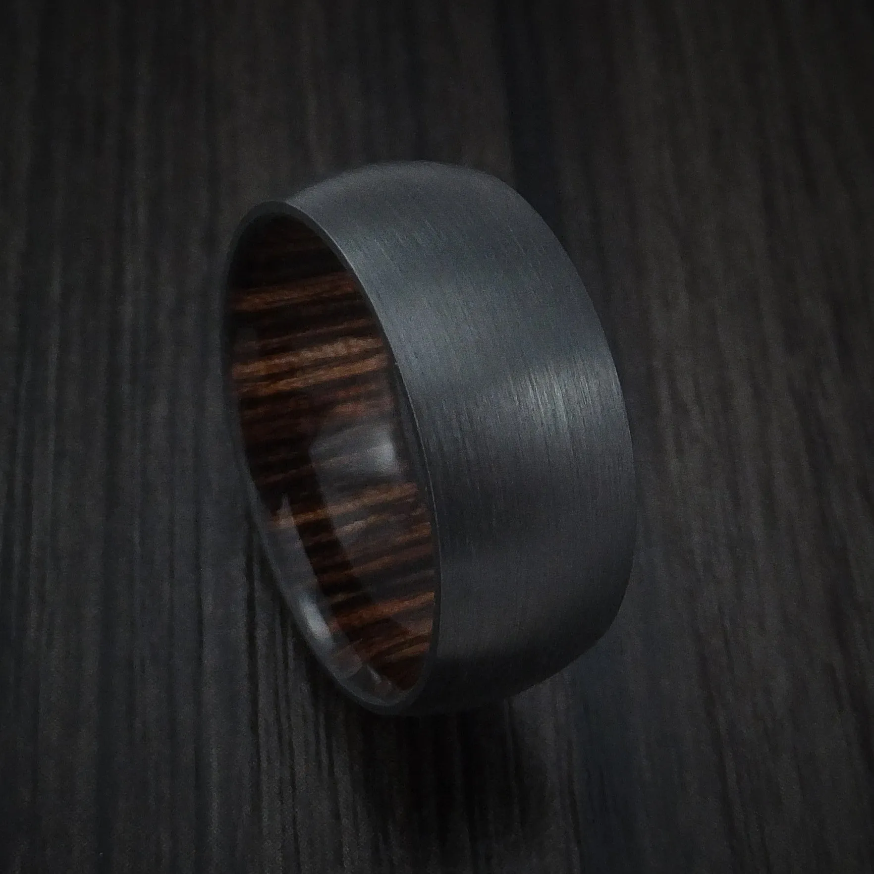 Black Titanium and Ziricote Hardwood Sleeve Men's Ring Custom Made