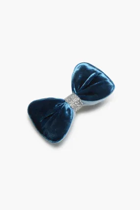 Blue Velvet Bow Hair Clip