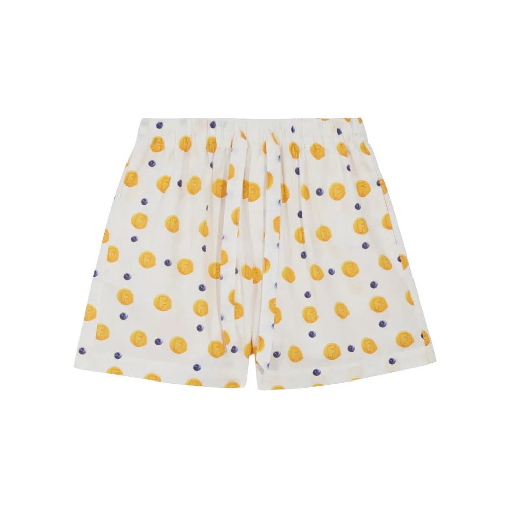 Blueberry Pancakes Pajama Shorts (Cream)