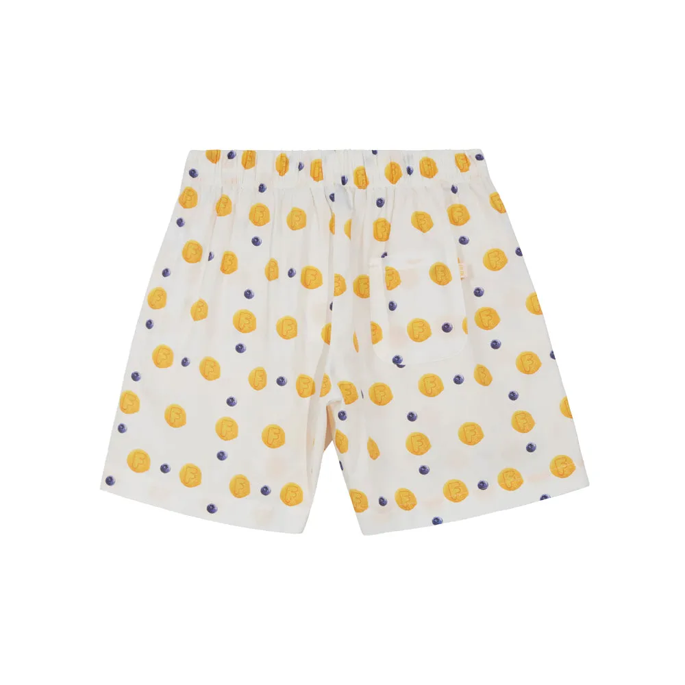 Blueberry Pancakes Pajama Shorts (Cream)