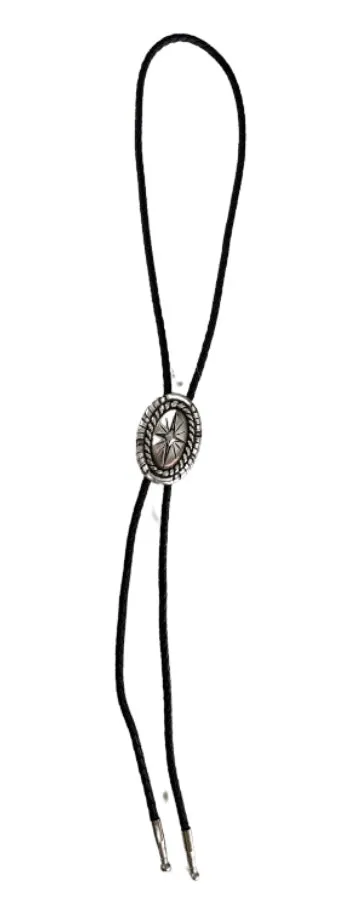 Bolo Tie Silver Oval Concho