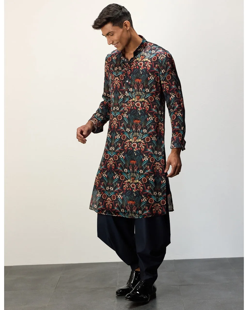 Botanical Blue Printed Kurta Set