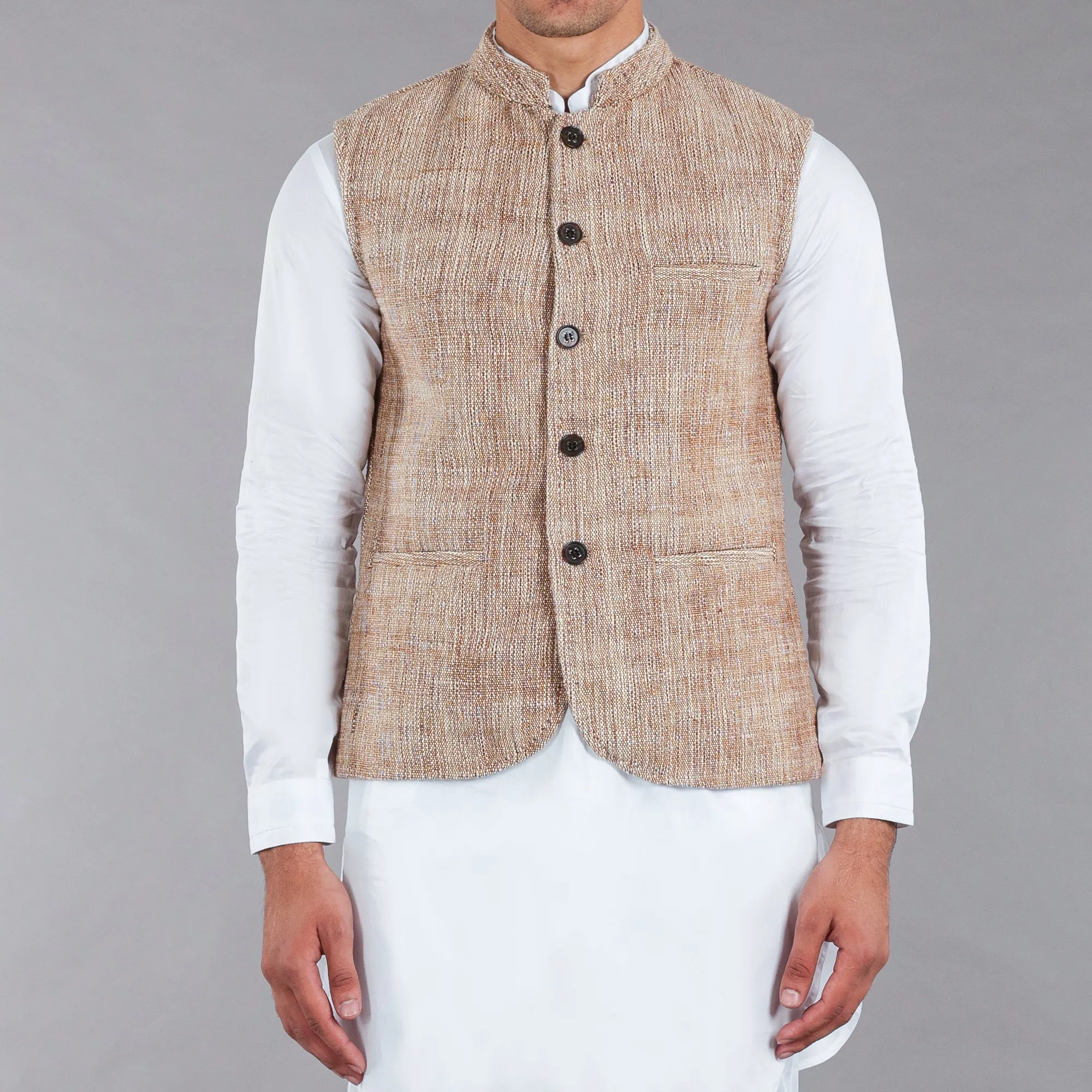 Brown Khaddar Waistcoat