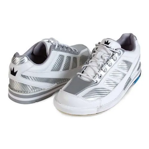 Brunswick Mens Phantom White Silver Carbon Fiber Right Hand Only Bowling Shoes