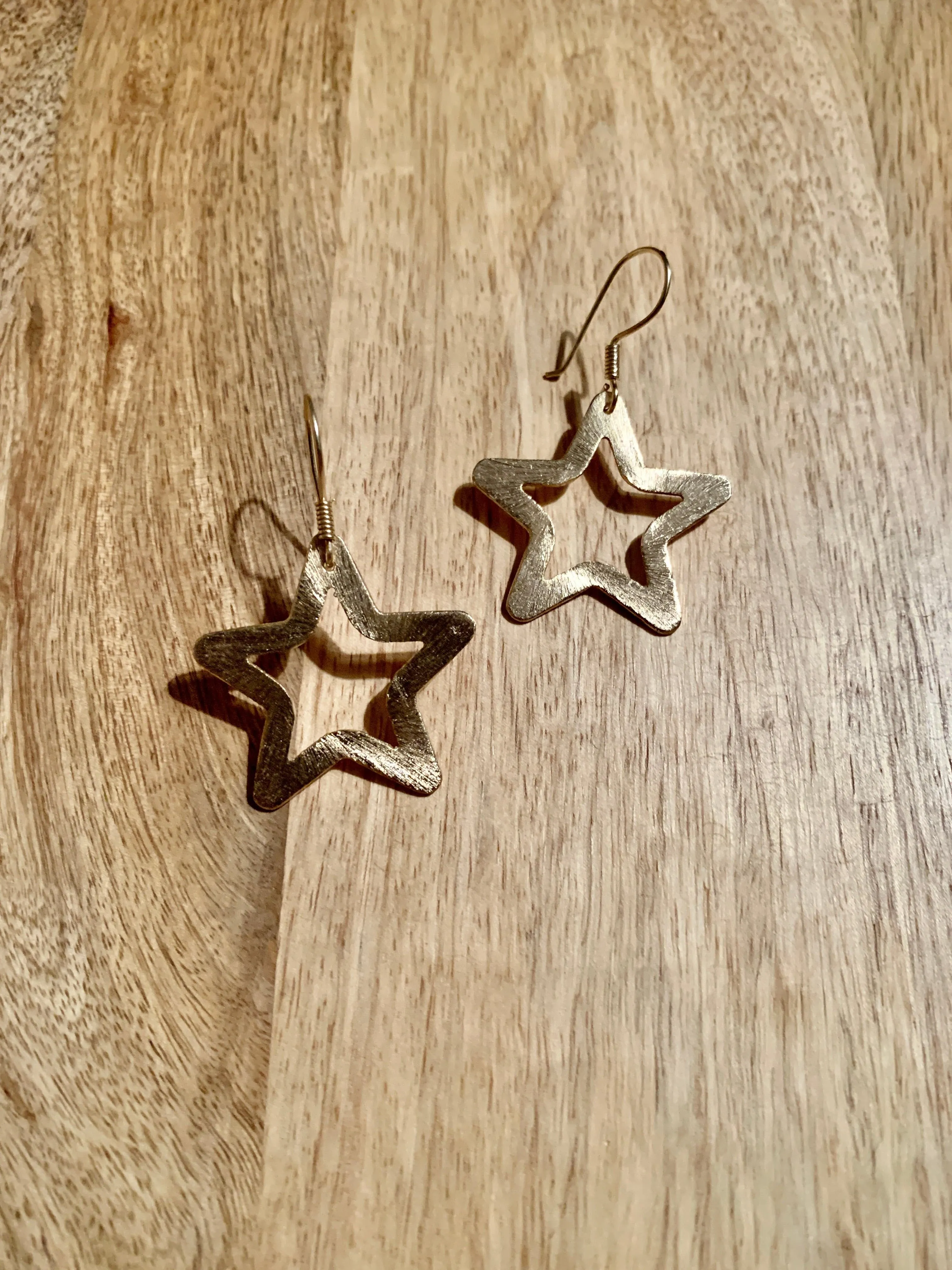 Brushed Gold Star Earrings