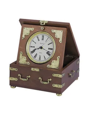 Bulova Edinbridge Box Clock - Rustic Walnut Finish - Antique Metal Accents