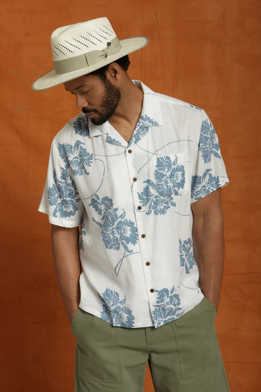 Bunker Slub S/S Woven Shirt - Off White/Dusty Blue