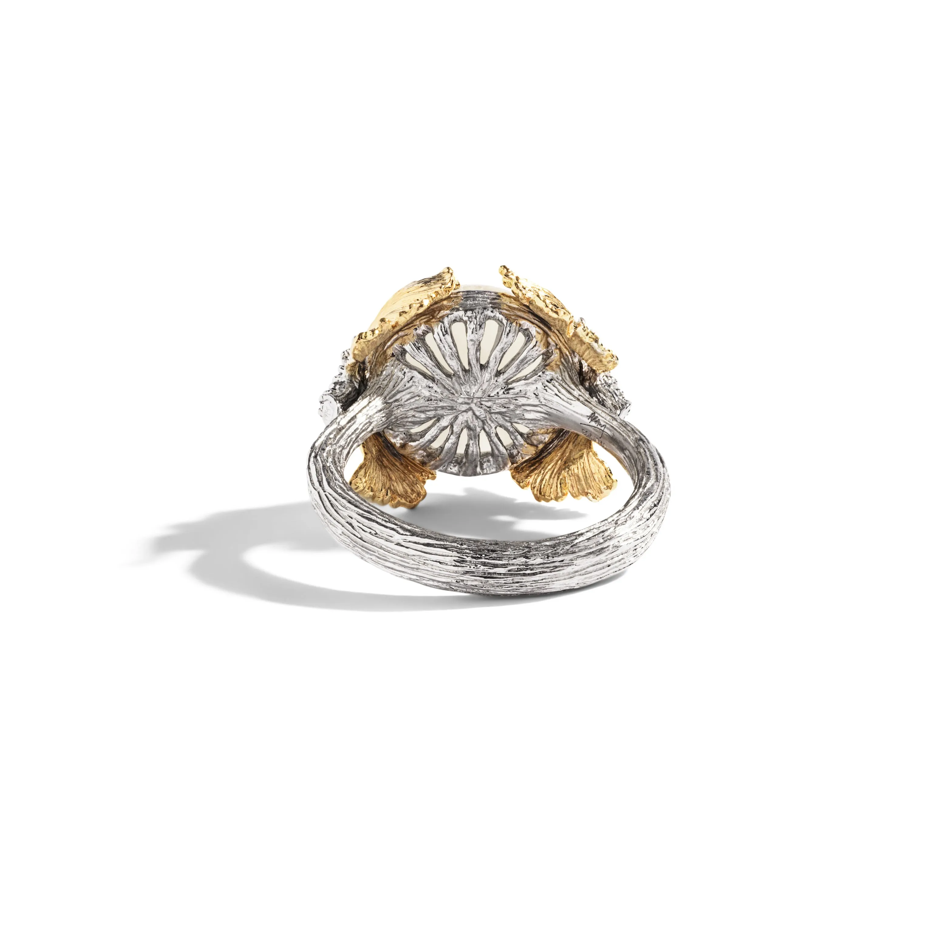 Butterfly Ginkgo Ring with Moonstone and Diamonds