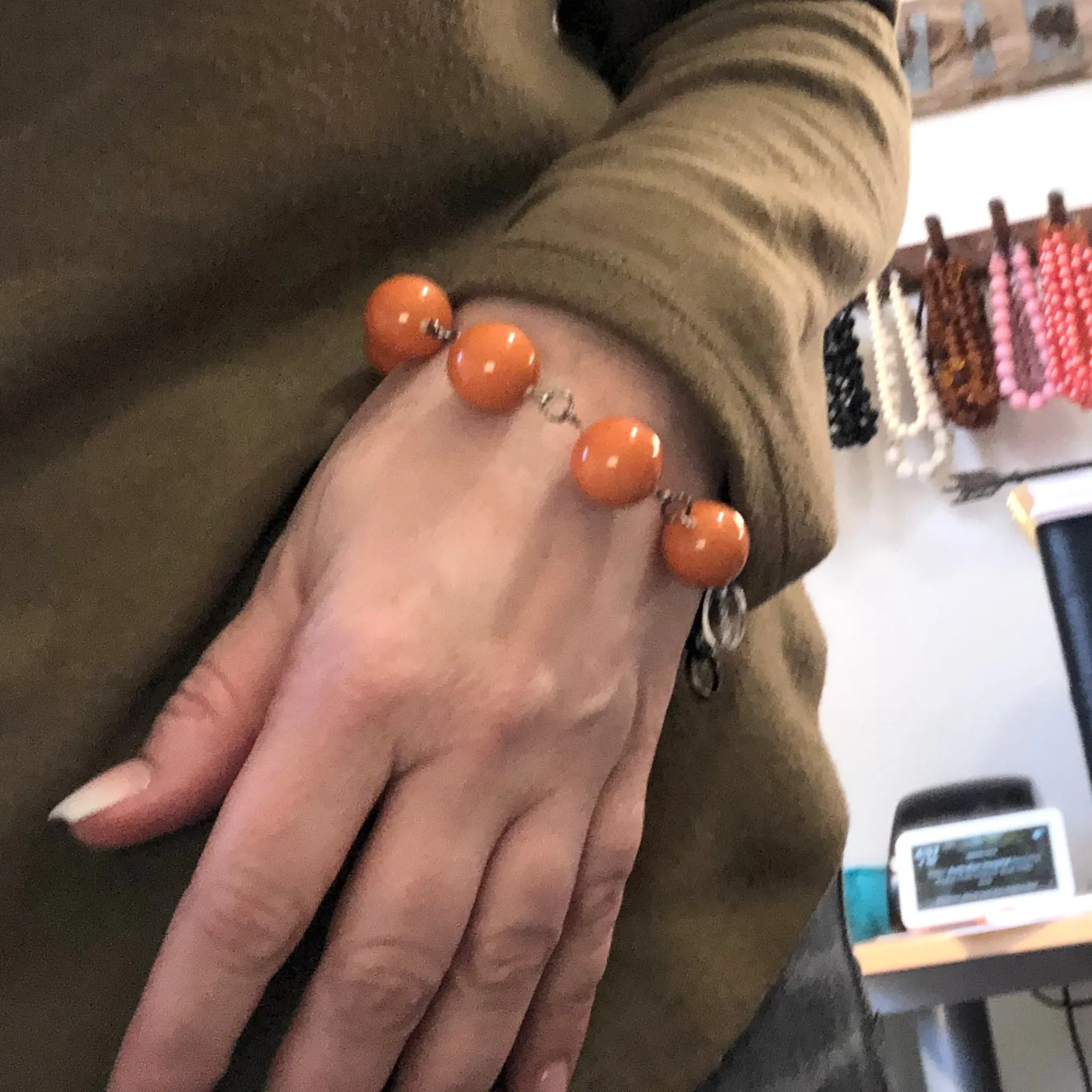 Butternut Orange Lucite Bubble Stations Bracelet