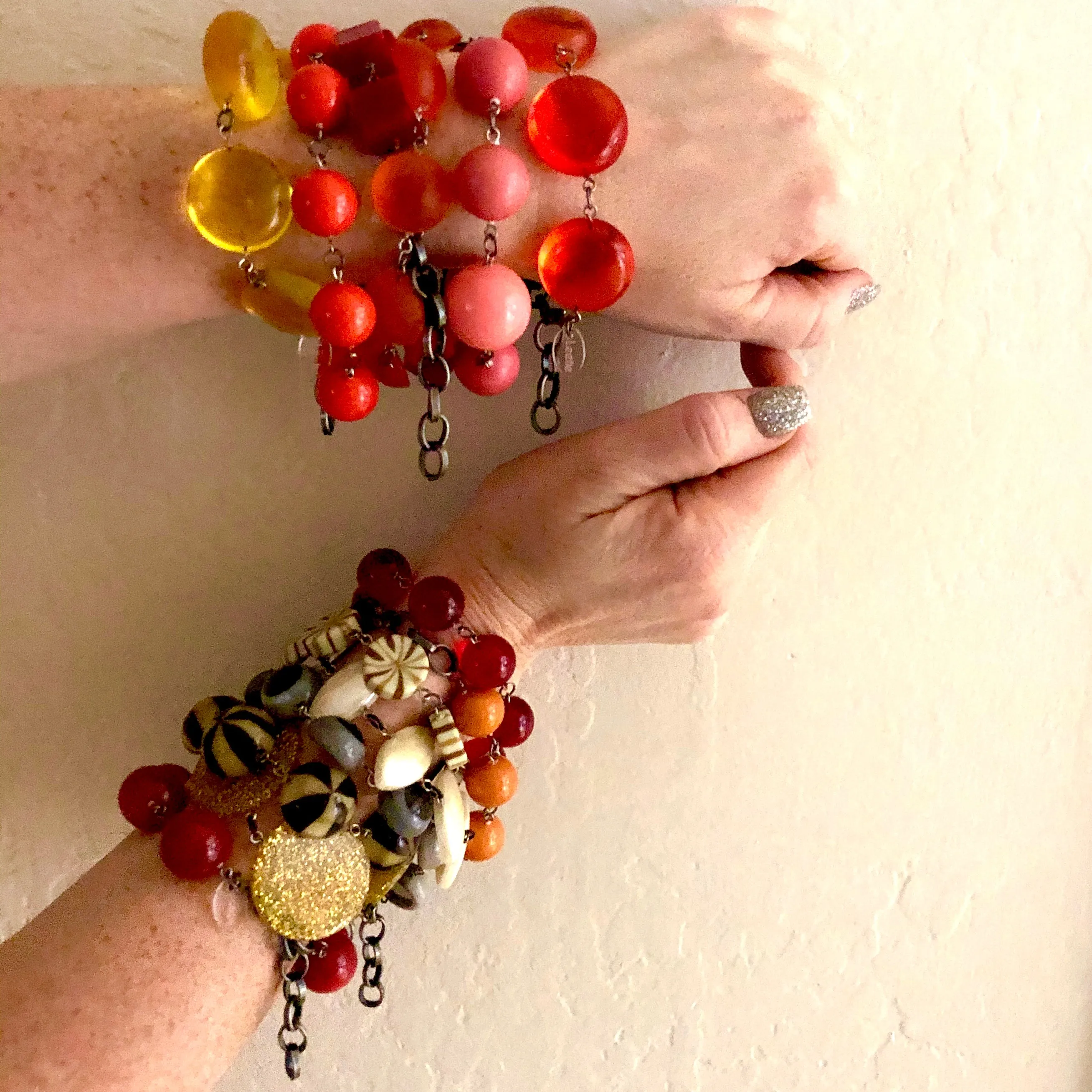 Butternut Orange Lucite Bubble Stations Bracelet