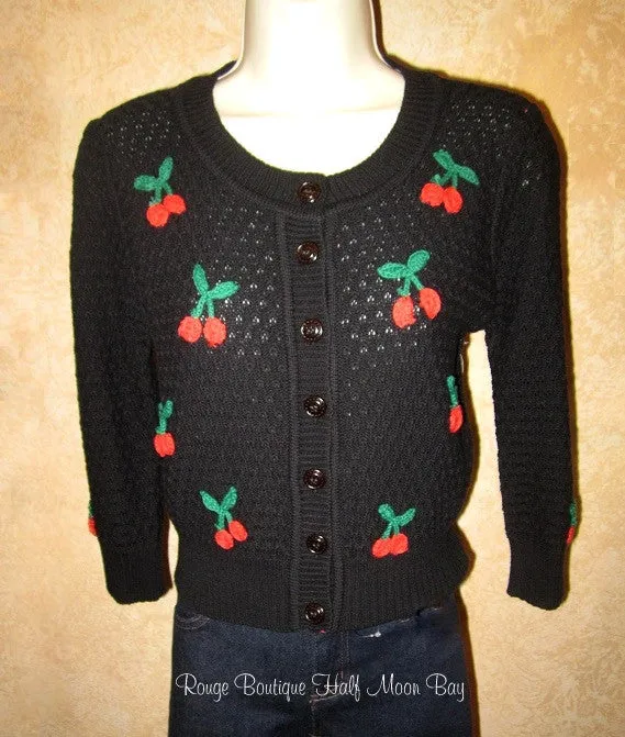 Button down retro cherry sweater